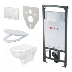 ALCAPLAST akciový SET 5 v 1: Sadromodul + WC misa + WC sedátko + ovlád.tlačítko + izolačná doska