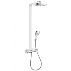 Hansgrohe Raindance Select E 300 2jet Showerpipe, termostatická sprchová batéria, chróm 27128000, biela/chróm 27128400