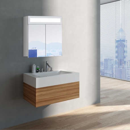 Bath Concept ZRKADLOVÁ SKRINKA Hapa Design MIAMI 60 biela , 2 dvere s LED osvetlením