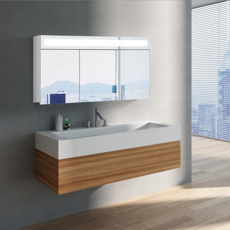 Bath Concept ZRKADLOVÁ SKRINKA Hapa Design MIAMI 120 biela , 3 dvere s LED osvetlením