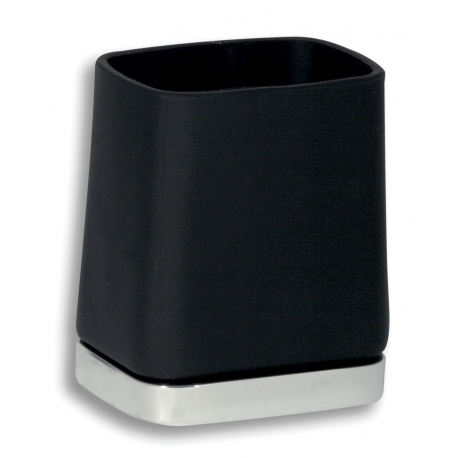 Držiak zubných kefiek a pasty sklo Metalia 4 čierna-chróm