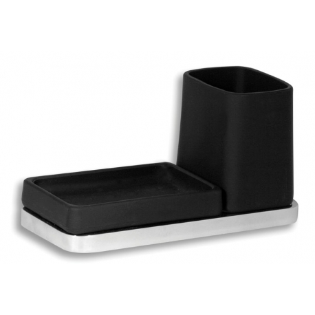 Držiak pohára a mydleničky Metalia 4 čierna-chróm