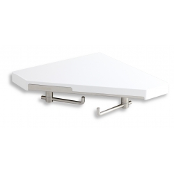 Rohová polička s dvoma otočnými háčikmi