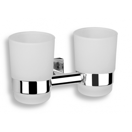 Dvojitý držiak zubných kefiek a pasty Titania Elis chróm