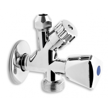 Kombinovaný roháčik s ventilom pre práčku 3/4"x1/2"x3/4"