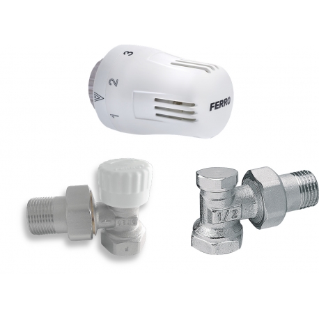 Sada na radiátory s terostatom rohová 1/2"