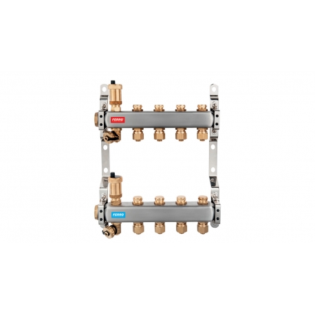 Rozdeľovač nerez s regulačnými mechanickými ventilmi 4okruhy