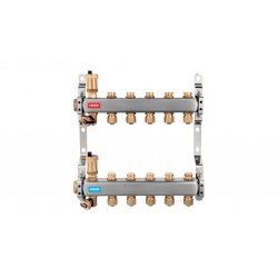 Rozdeľovač nerez s regulačnými mechanickými ventilmi 5okruhy