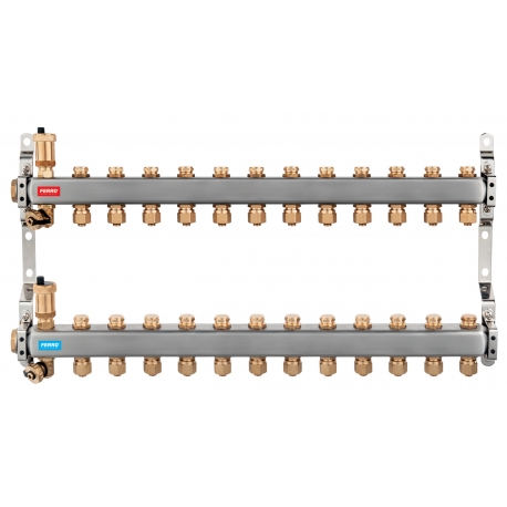 Rozdeľovač nerez regulačnými mechanickými ventilmi 12okruhy