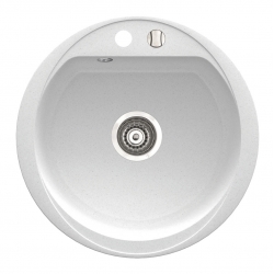 Granitový drez, magranit, biela, s prepadom z drezu