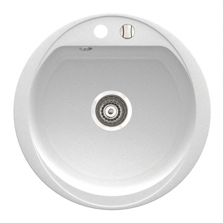 Granitový drez, magranit, biela, s prepadom z drezu