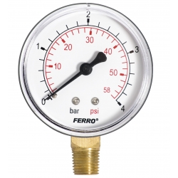Manometer 63mm 1/4" Radiál 0-4 bar
