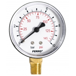 Manometer 63mm 1/4" Radiál 0-10 bar