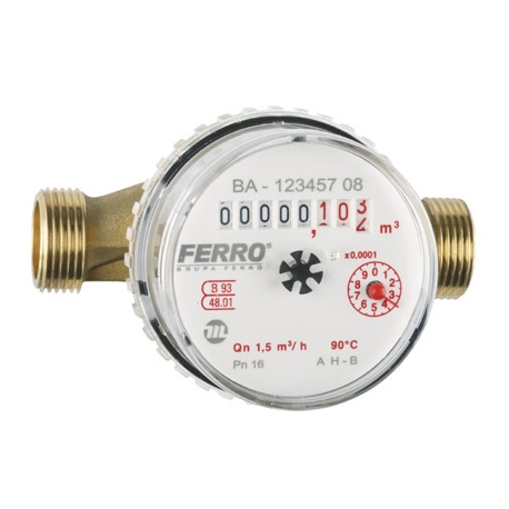 Vodomer jednovtokový suchobežný do 90C 1/2"