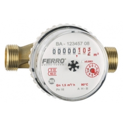 Vodomer jednovtokový suchobežný do 90C 3/4"